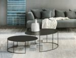 slim irony oval low table
