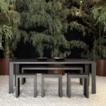 a black big irony outdoors table