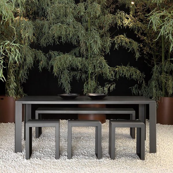 a black big irony outdoors table