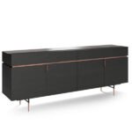 Cassettone wooden sideboard with steel base