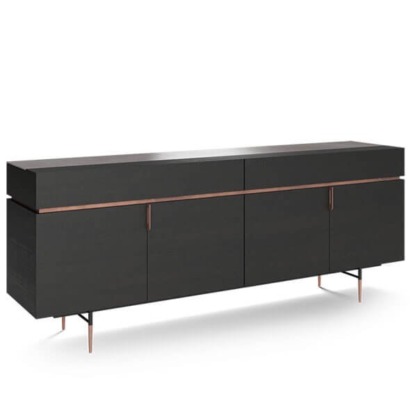 Cassettone wooden sideboard with steel base