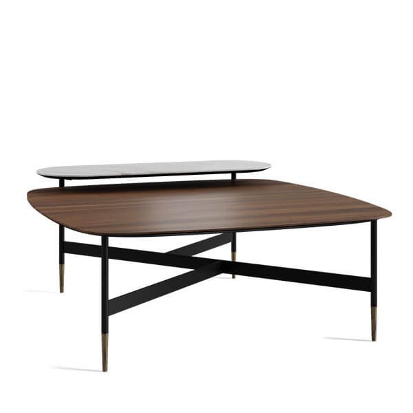 the combo coffee table, with a steel body. Available in various surface materials.