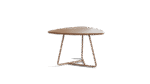 the delta coffee table, a triangular coffee table with a metallic frame