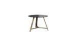 the elegant low table is a coffee table with a steel body. Available in various surface materials and shapes.