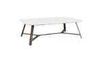 the elegant low table is a coffee table with a steel body. Available in various surface materials and shapes.
