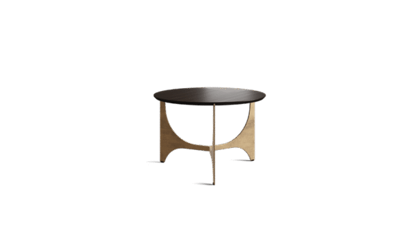 the oscar coffee table with a metallic build and an Isola-type surface, medium size