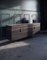 Cassettone wooden sideboard with steel base