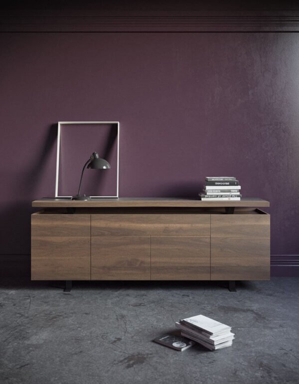 Wooden sideboard with steel base
