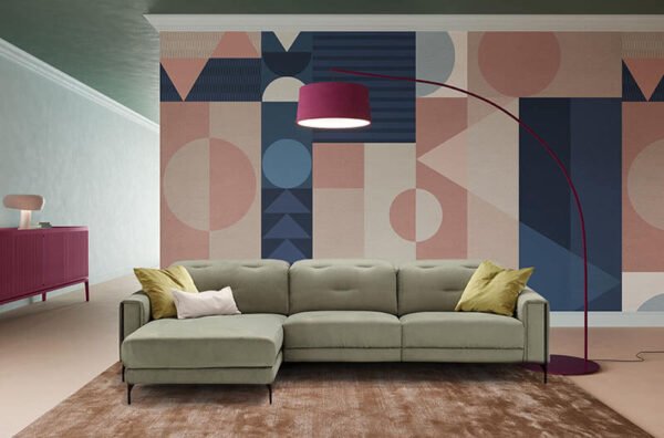 the arnold corner sofa with a colorful background