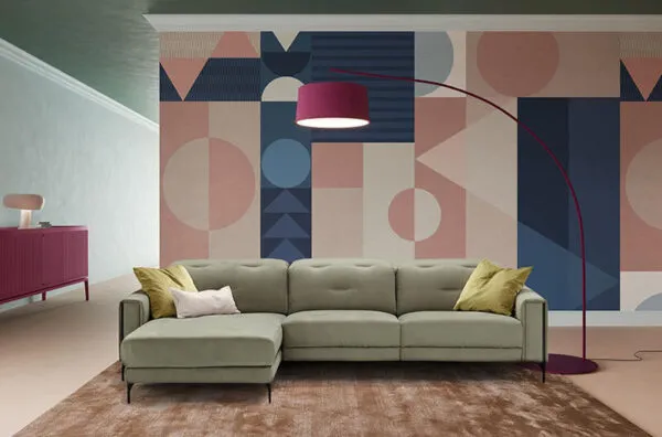 the arnold corner sofa with a colorful background