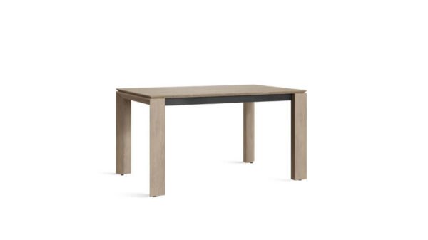 the fiori table with wooden legs and steel crossbeams.