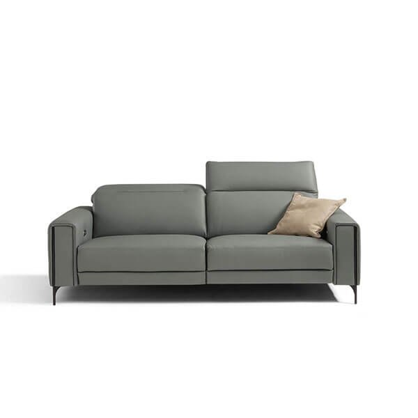 gary is a grey leather sofa with a front foot