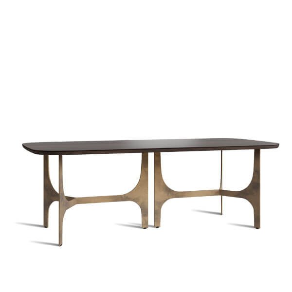 the oscar table with a metallic build and an Isola-type surface