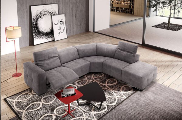 the sauvanne sofa in heather grey in a living room